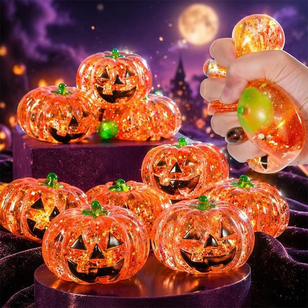 Halloween Glitter Græskar Klemmelegetøj Elastisk Til Halloween A7
