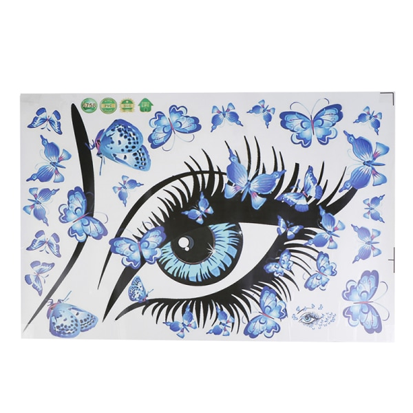 Blå skjønnhetsøyne og sommerfugler Wall Sticker decorMural Remove
