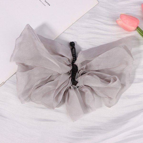Hög hästsvans Hårgrepp Clip Chiffong Bow Banan Clip Female Cli A2