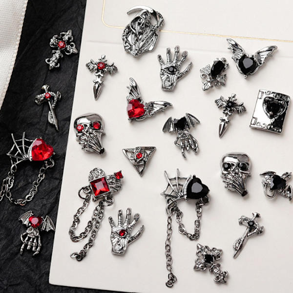 Tee itse nail art , 3d metalliseos, tumma kynsiristikkohämähäkki C