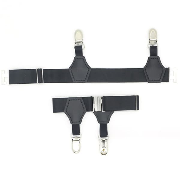Kvinder Sexet Punk Goth PU læder elastisk strømpebånd Lårring C Plastic double clamp