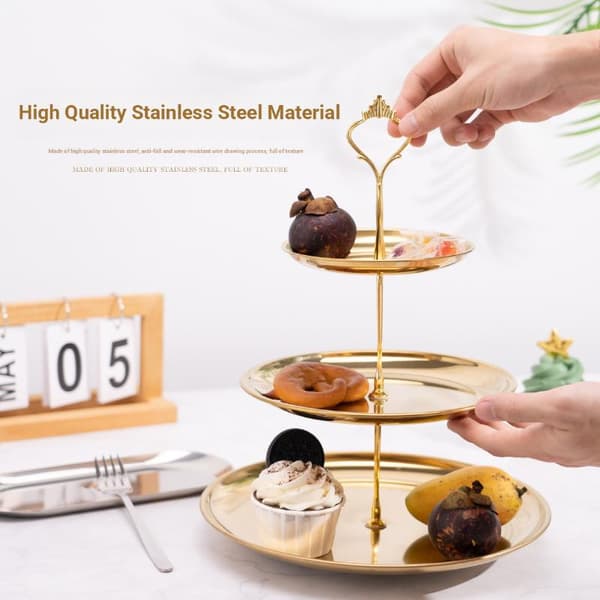 2/3-vånings tårtställning för festdessertdisplay för högtider Gold 2 layers