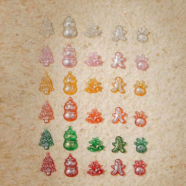 50 st Resin e Colorful Glitter Mini Crystal Christmas Tree Gem A5