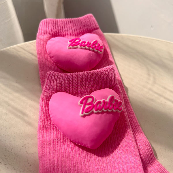 Bomullsrosa strumpor 3D Heart Letter Butterfly Sock Svettabsorberande 3