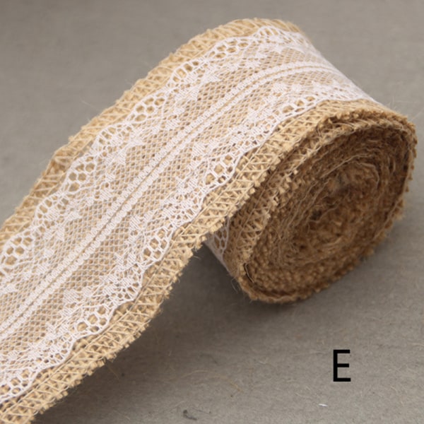 2M Bröllopsspets Säckväv Garland Hessian Ribbon Julklappar B khaki 5*200cm