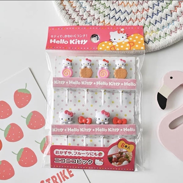 8 kpl Kawaii Cartoon muovinen hedelmähaarukka ja Beauty Creative Cake F Multicolor
