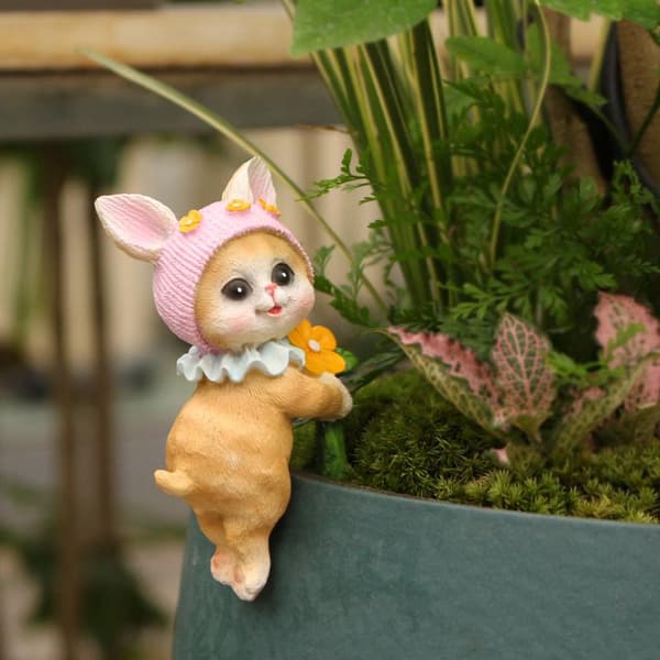 Miniature hængende kattefigurer blomsterpotte krammer harpiks killing Multicolor