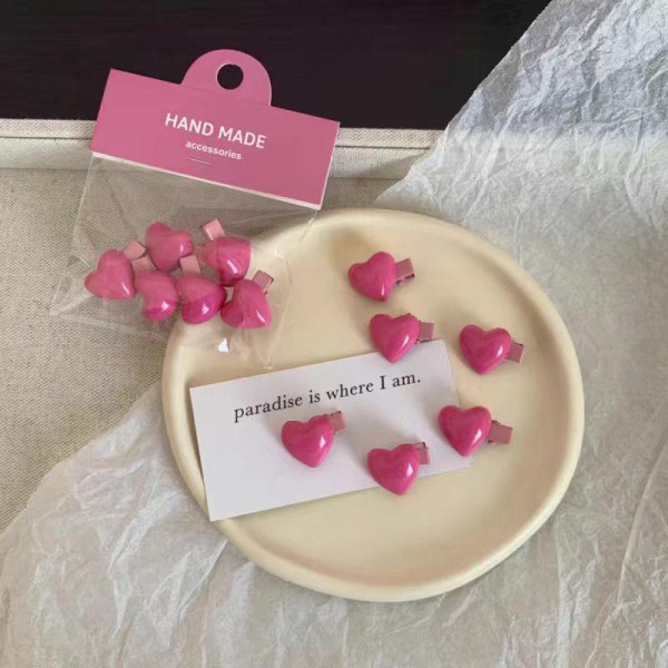 6 kpl / set Peach Heart Mini -hiusneulat ja Sweet Pink Bangs -pidike A1