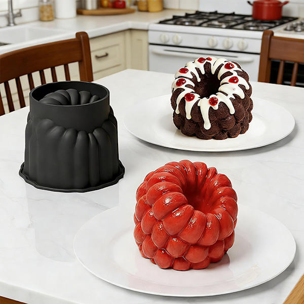 Stor bringebærmousse kake silikonform DIY stearinlys kake M White