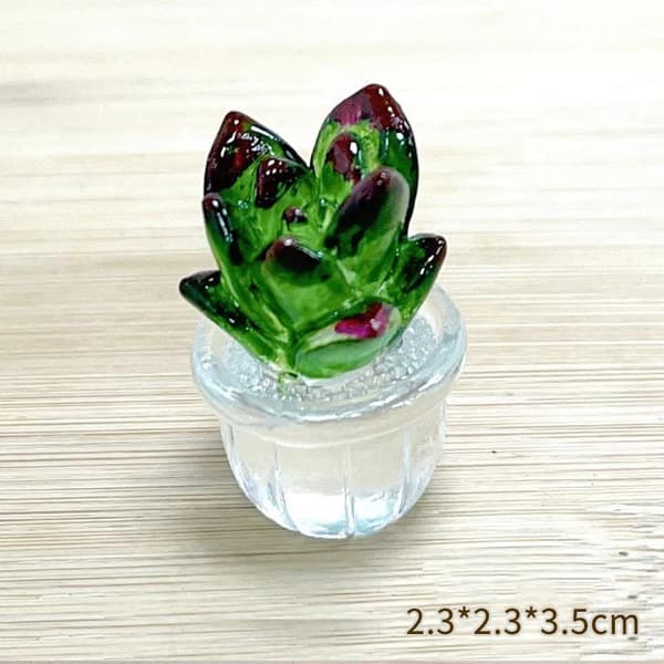 Tecknad Kaktus Bonsai Dekor Transparent Köttig Hartshantverk Sim A3