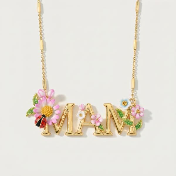 Modebrev MAM Rosa Blomhänge Halsband Blomchoker A1