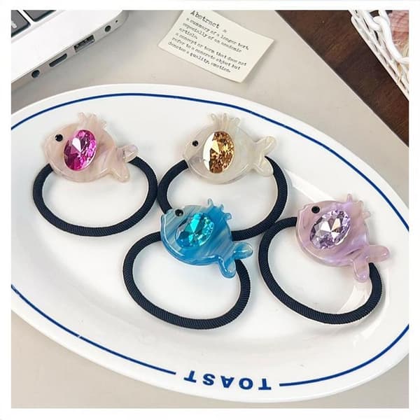 n Eddiksyre Blåsefisk Rhinestone Hårstrikk Høy Elastisitet Gummi A3