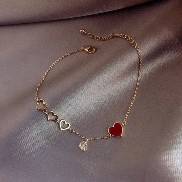 Nytt design mote smykker e hjerte anheng armbånd tilbehør Red