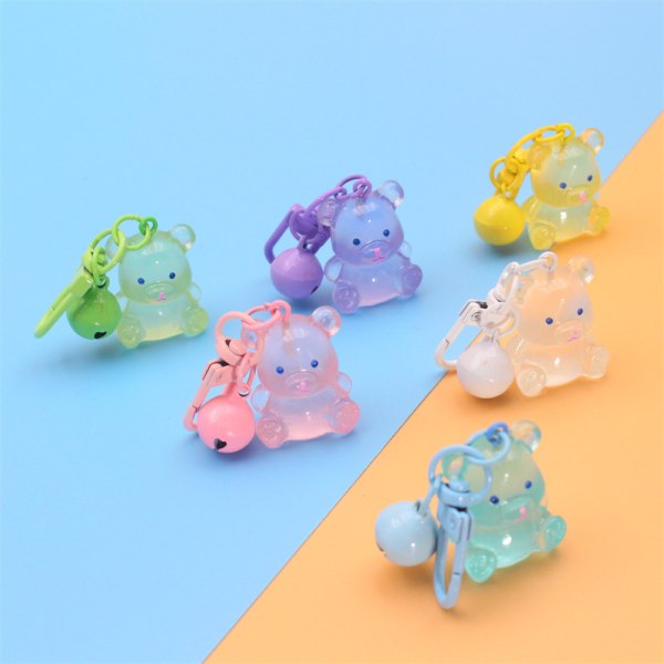 Luminous Bear Avaimenperä Väri Eläin Riipus Kello Avaimenperä Char White