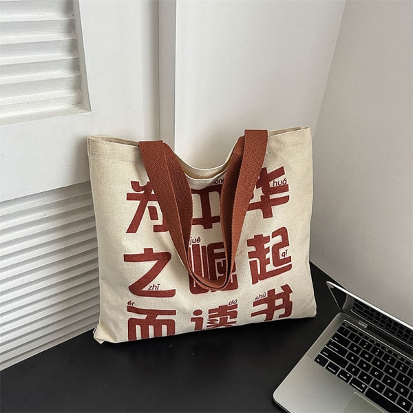Lerretsveske Håndveske for kvinner Shopper Tote Bag med glidelås Carto A2