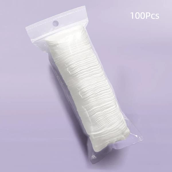 Engangs sminkebomullspad 100/120 stk. Myk, rund, trelags tran plain weave