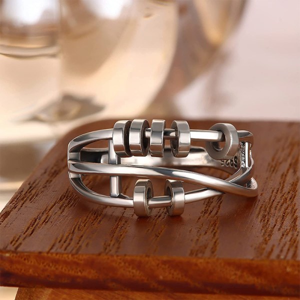 Ring Justerbar Åbning Fidget Ring Med Perlesmykker Ring A3