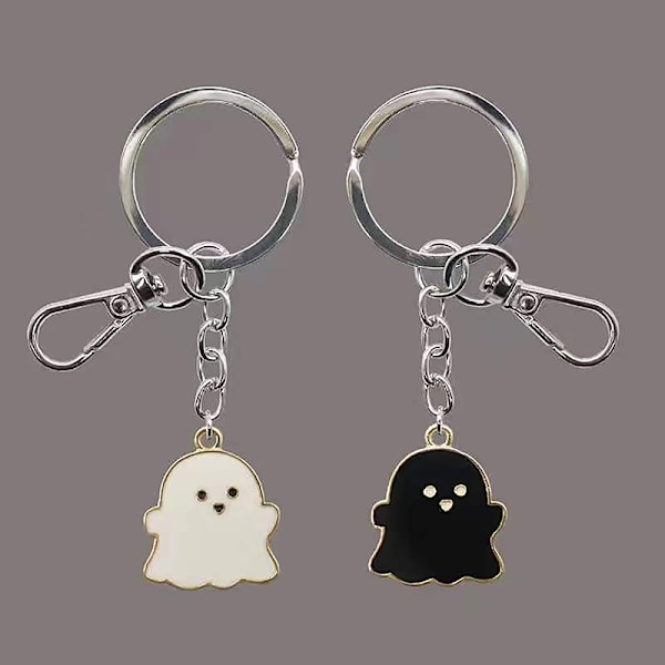 Sarjakuva mustavalkoinen Ghost Halloween avaimenperä autolaukku Keyrin White