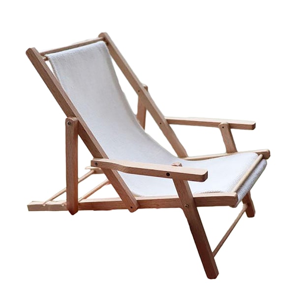 1:6 Dukkehus Mini Stol Foldbar Deck Lounge Chair Strandstol