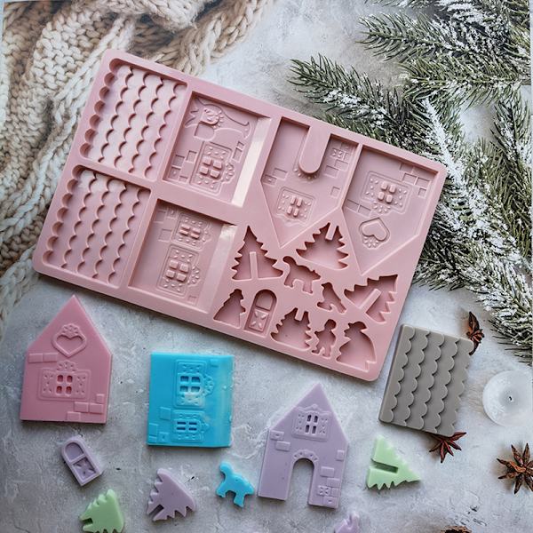 1 kpl Rakennuspalikka Christmas House Mold