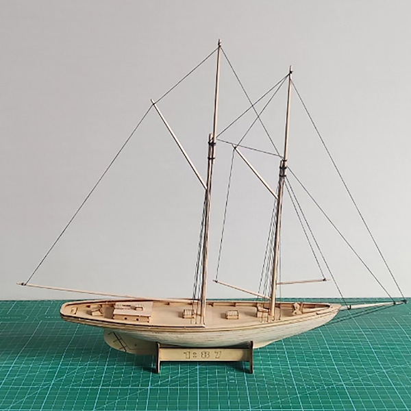 1:87 Seil DIY Skip Monteringsmodell Klassisk Trebåt Deco