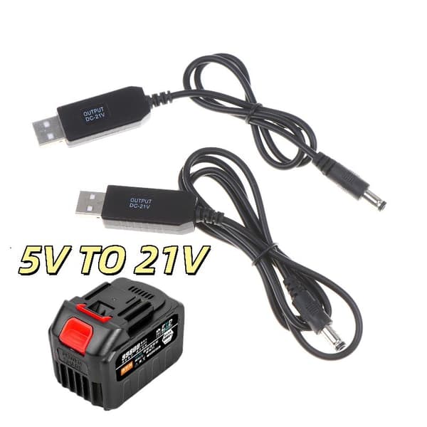 1/5 stk. 5V til 21V Boost-kabel 21V lithiumbatteri dedikeret oplader 100cm 1pcs