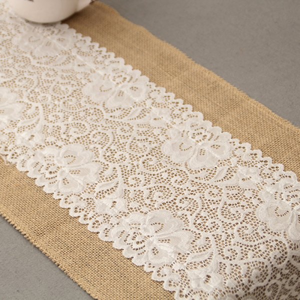30x180 cm Burlap Spets Bordslöpare Natural Jute Rustikt Bröllop D 30*180CM