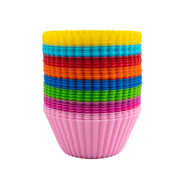 4stk Silikonkakebeger Bakekoppform Muffins Rund kakec Pink