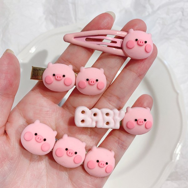 Kawaii Pink Piggy Hair Clip Sweet Girls Bangs Side Clip e Cartto A2