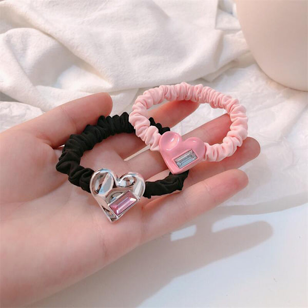 e Heart Pendent Hiusköydet paksusuolen ympyrä ponytail Scru Black