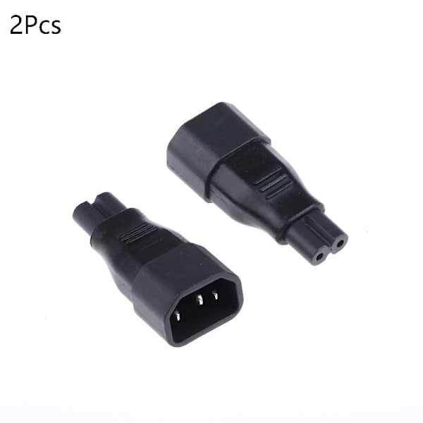 2 stk IEC320 C14 til C7-adapter 3 til 2-pinners AC-omformer strømplugg