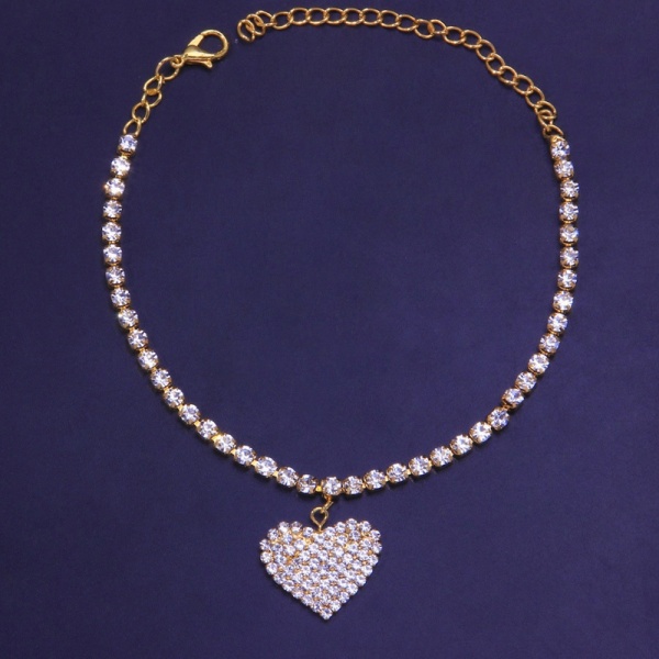 Alloy Heart Pendant Full Diamond Anklet Light Luxury Fashion An Gold