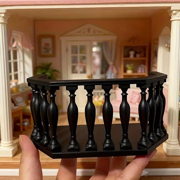 Miniature Dukkehus Balkon Med Gelænder Europæisk Balkon Egnet B2