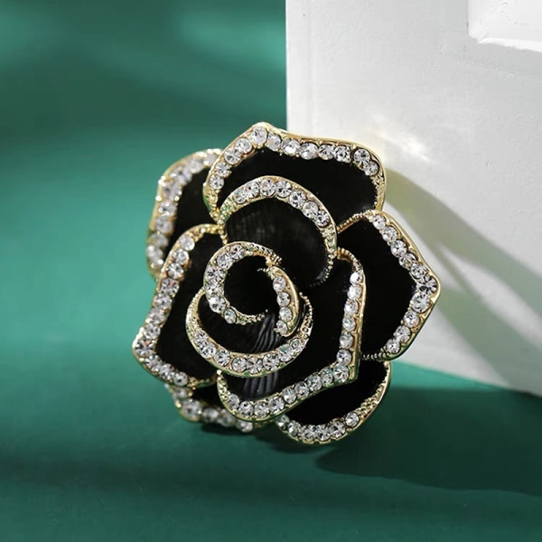 1 st Rhinestone Camellia Flower Broscher för kvinnor Emalj Pin