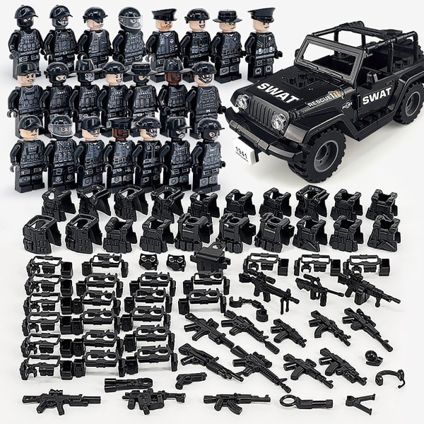 Militære byggeklodser Series Black Special Police og Off-Ro