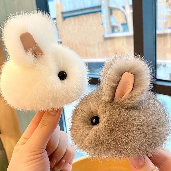 Imitera Bunny Fur Hairball Mini Väskor Hängande hängande nyckelring A4