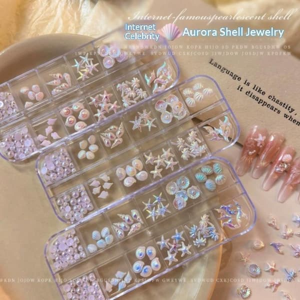 12 Gitre Mix Aurora Ocean Series Perle Fishtail Rhinestones Sta A4