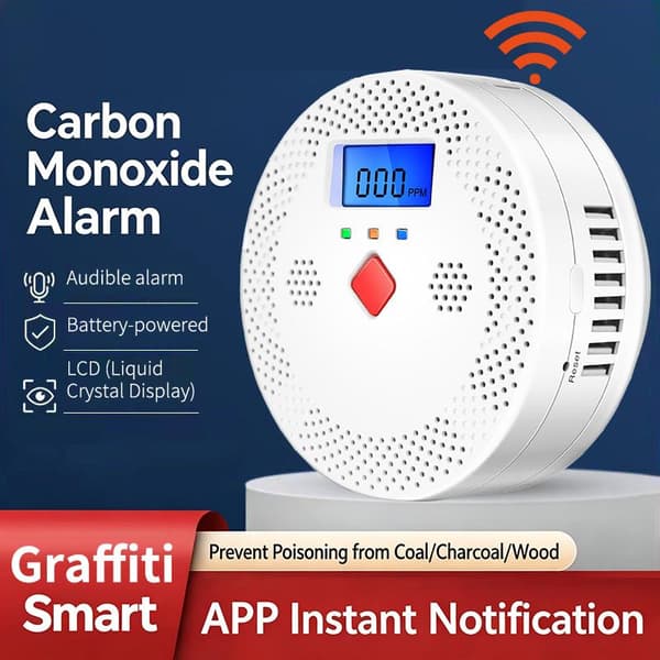WiFi Smart Kolmonoxiddetektor Larm 85dB Ljudvarning LC