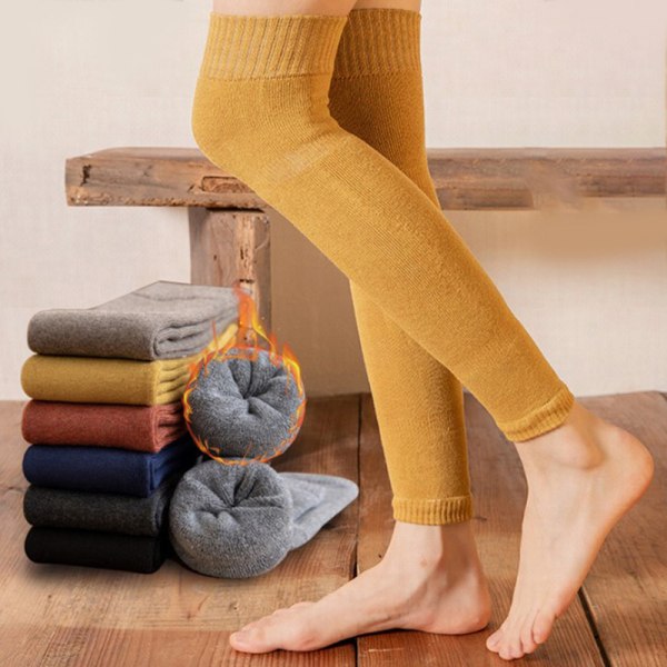 Kvinner Solid Leg Warmers Varme knehøye sokker Strikket fottrekk Dark gray