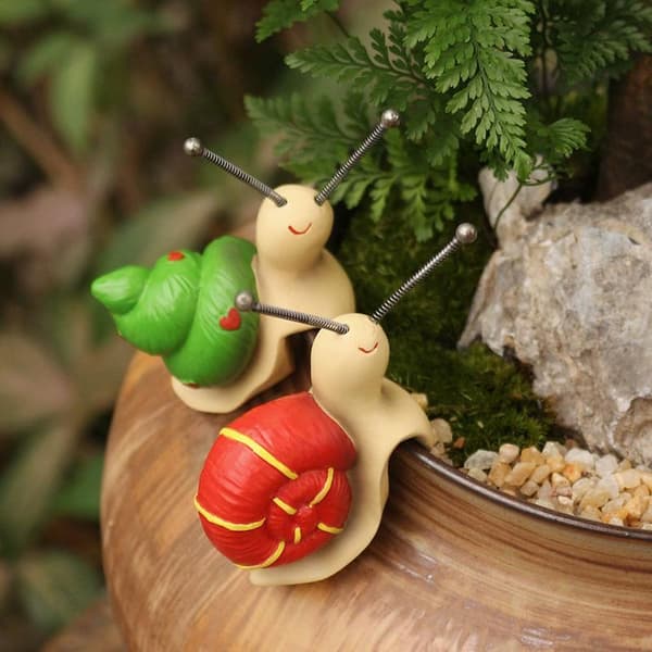 Resin Snegl urtepotte krammer blomsterfigur