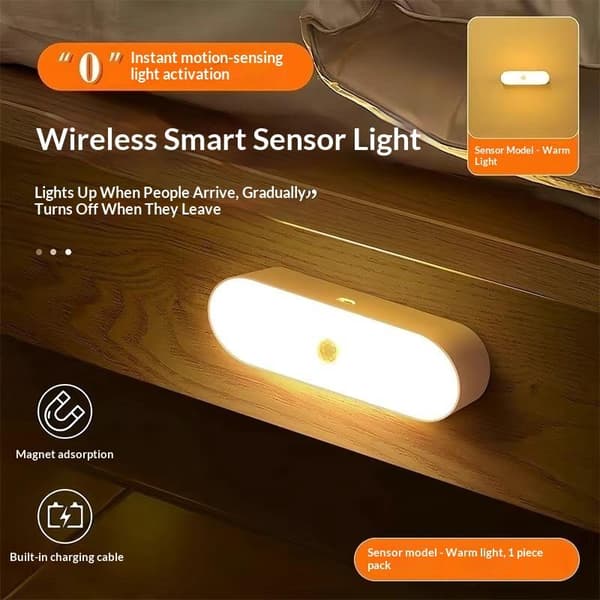 Natlamper Trådløs LED Bevægelsessensor Lampe USB Genopladelig M White