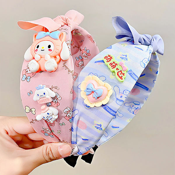 Fashion Girl Hair Band Kawaii Cartoon Cinnamoroll Kuromi Bow Fa Purple