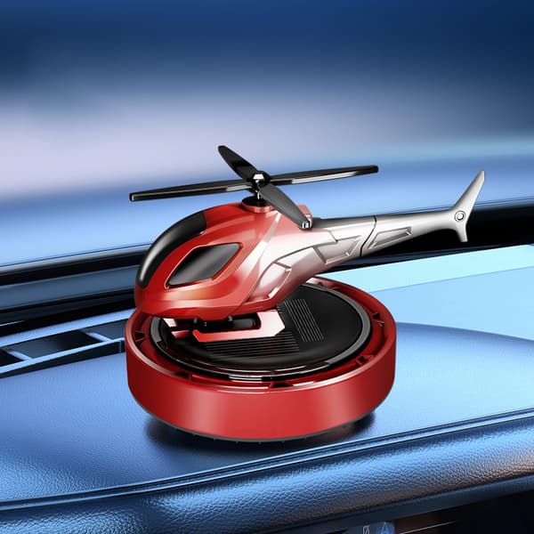 Solar Bilduft Helikopter Bil Luftfrisker Dashbordpynt Red