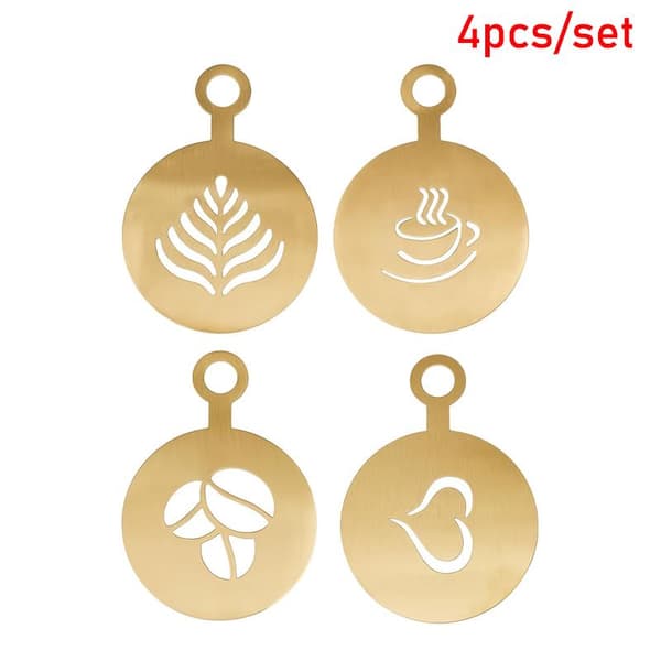 4 stk/sett kaffemal i rustfritt stål kakekjeks kaffedekor Silver