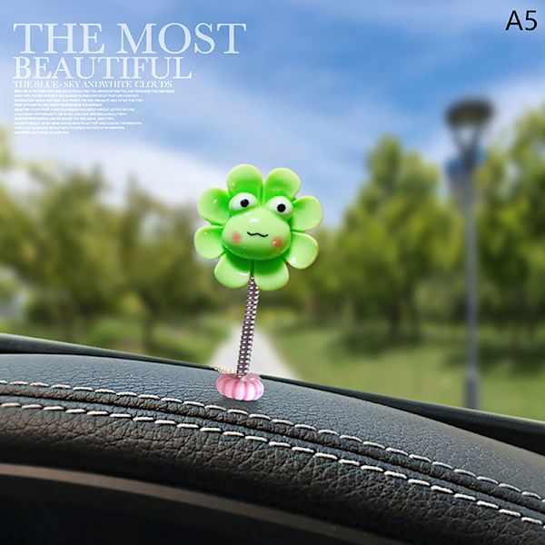 e Skakande Bobble Head Blomsterbil Interiörprydnad Dekorativ F A5