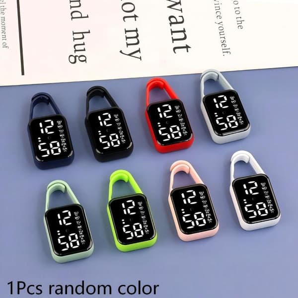 1 st LED Mini elektronisk klocka Touch Digital fickur nyckelring 1Pc Round Random