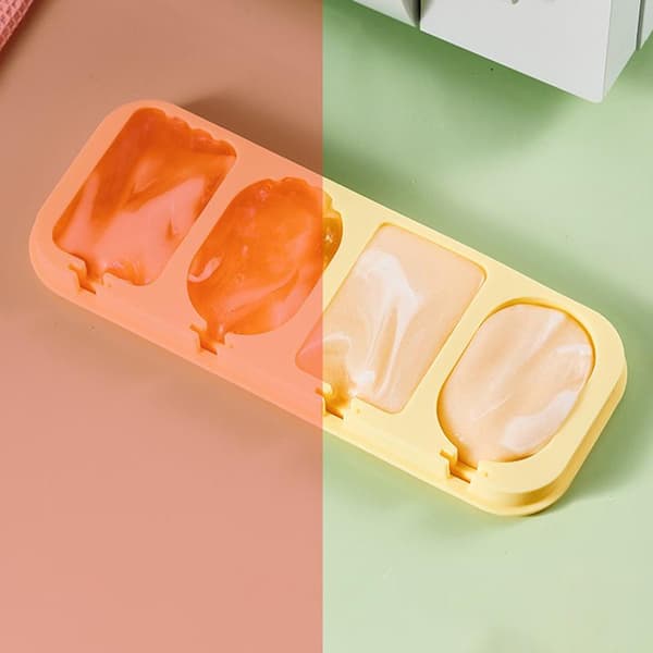 Store Popsicle Silikonformer 4 Hulrom Oval Hjemmelaget Iskrem 2