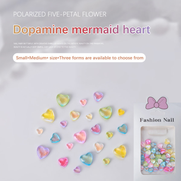 50 kpl S/M/L Frozen Dopamine Love Heart 3D Nail Art Charm Decora M
