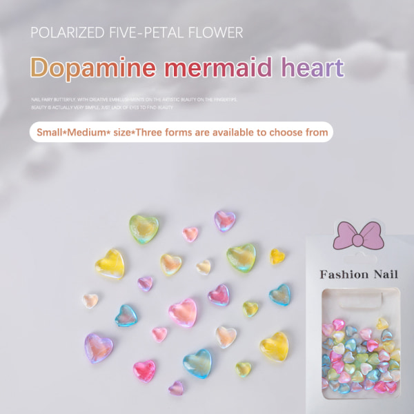 50st S/M/L Frozen Dopamine Love Heart 3D Nail Art Charm Decora L