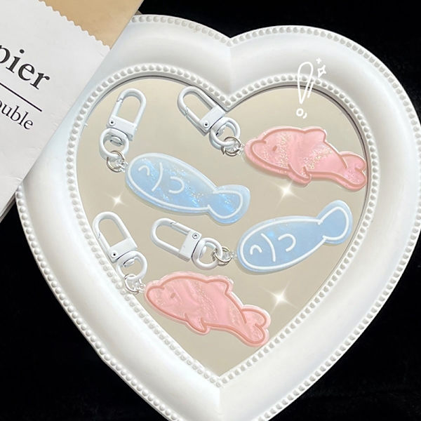 e Fish Dolphin Key Chain Animal Pendant Key Ring Ryggsäck Bil B Blue
